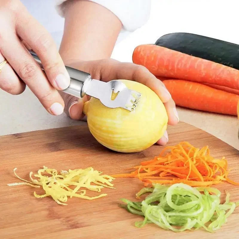 Description Picture 2 of item1pcs Stainless Steel Lemon Peeler Orange Fruit Citrus Zester Peeler Kitchen Bar Craft Stainless Steel Knife Peeling Tools