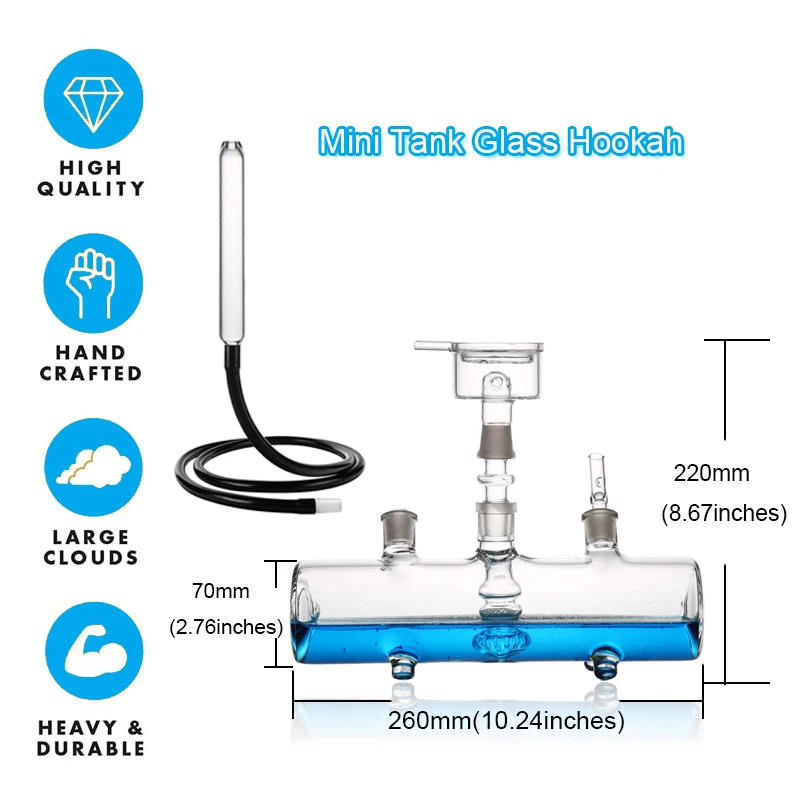 Description Picture 3 of itemSmall Classic Glass Bottle Nargile Shishas Hose Tank Water Hookah Pipe Complete Set Silent Smoking Experience