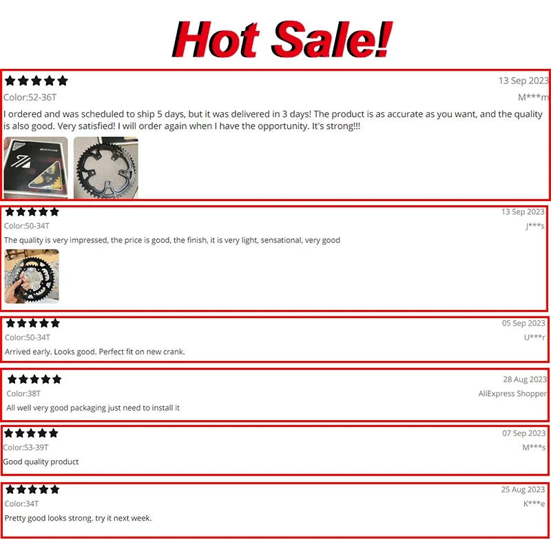 Description Picture 3 of itemBUCKLOS 110 BCD Chainring 34T 36T 39T 50T 52T 53T Narrow Wide Star Road Bike Crown 5 Bolts Front Star for Folding Bicycle