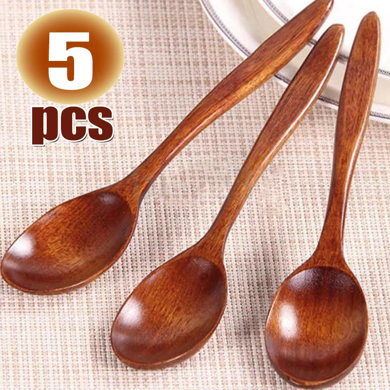 Description Picture 4 of item5/1Pcs Natural Wood Spoons Japanese Style Long Handle Soup Spoon Coffee Milk Teaspoon Scoops Kitchen Tableware Cooking Tools