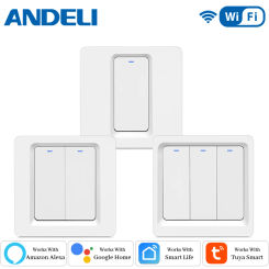 ANDELI WiFi Smart Home Light Switch Wall Push Button Switch 1/2/3 Gang Smart Life/Tuya APP Works with Alexa Google Home