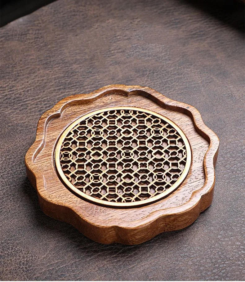 Description Picture 4 of itemTraditional Walnut Tea Tray Teapot Teacup Solid Wood Tray Mat Office Coffee Cup Trays Home Tea Ceremony Accessories