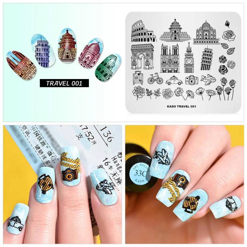 Description Picture 4 of itemKADS Nail Stamping Plates Travel DIY Image Stencil For Nails Polish Printing Templates Nail Art Plate Stainless Steel Tools