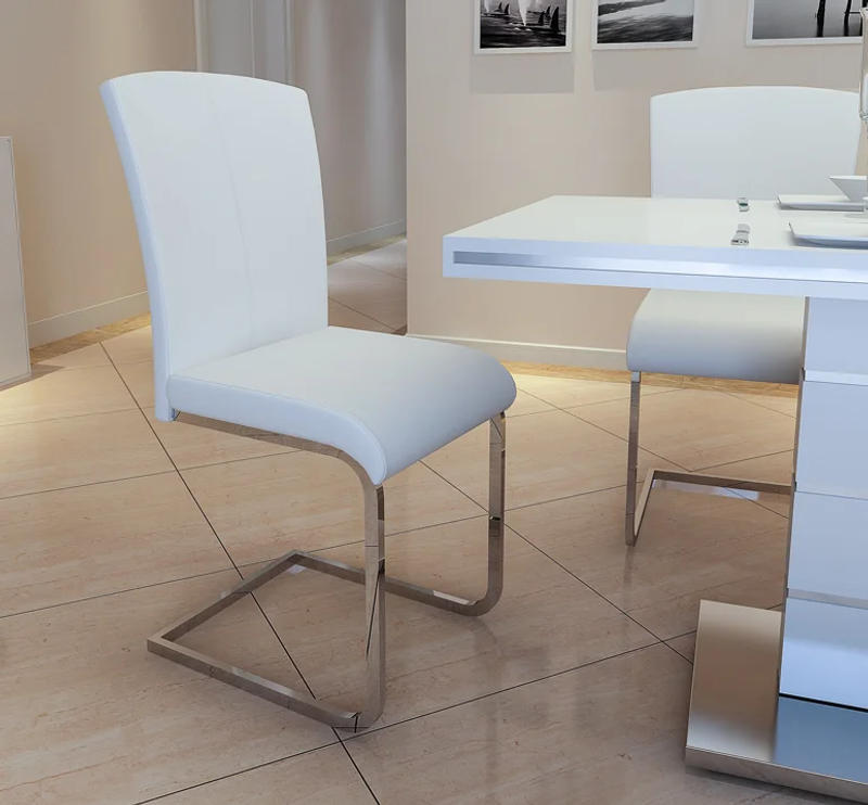 Description Picture 4 of itemChairs Upholstered High-Back Dining Chairs PU Leather Kitchen Chairs with Metal Legs, White