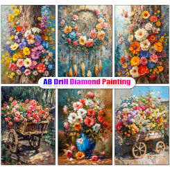 AB Diamond Painting 2024 New Series Flower Diamond Mosaic Embroidery Cross Stitch Kits DIY Landscape Home Decoration Gift