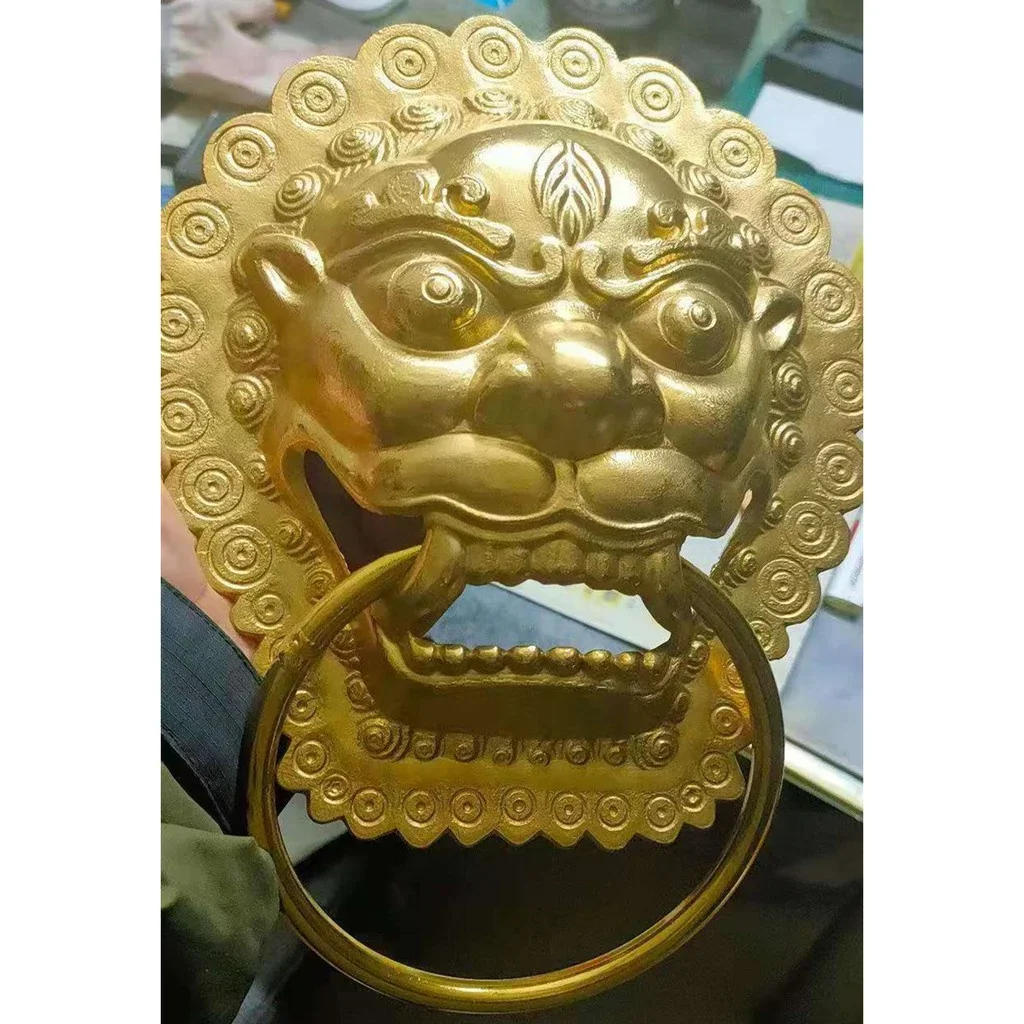 Description Picture 4 of itemNew 22cm/26cm Large Beast Head Door Pull Rings Full Pure Copper Lion Head  Tiger Head Door Knocker