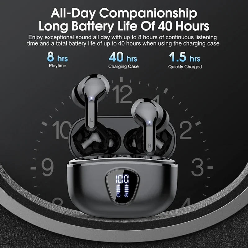 Description Picture 4 of itemNew Wireless Earbuds HiFi Stereo Headphones BT5.3 with ENC Noise Cancelling 48H LED Display Ear Buds IP7 Waterproof Earphones