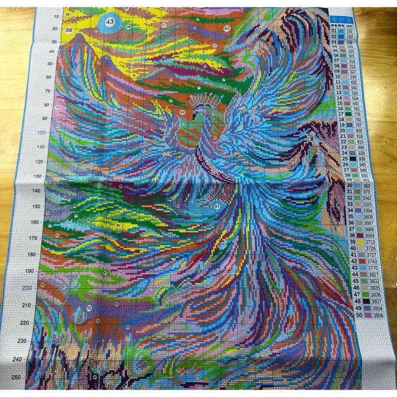 Description Picture 5 of item9ct 65X85cm Dragon and Phoenix Pre-Printed Cross Stitch DIY Embroidery Set Handicraft Floss Needle Crafts