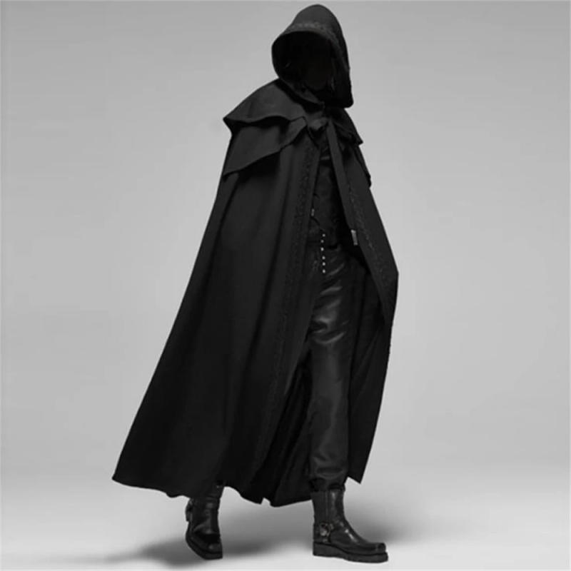 Description Picture 2 of itemCarnival Medieval Men Hooded Capes Jackets Gothic Style Halloween Party Long Cloak Knight Vampire Cosplay Costume Overcoat Robes