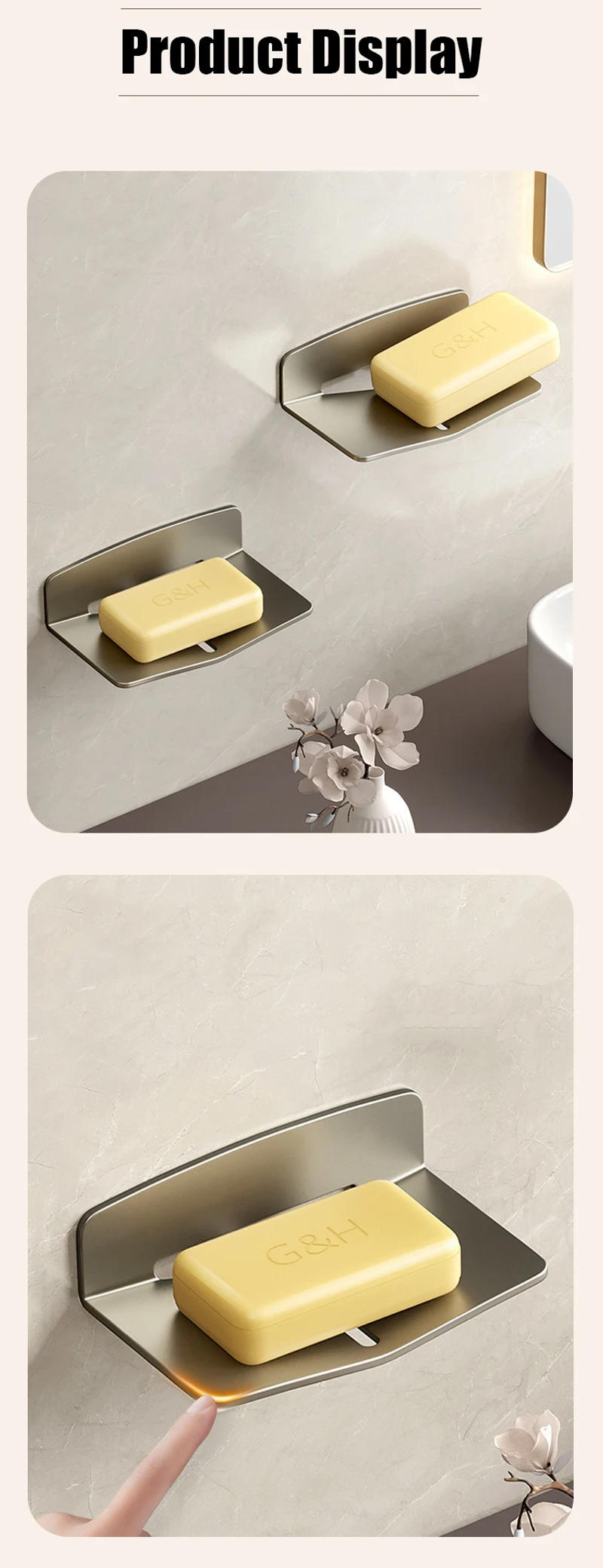 Description Picture 4 of itemBathroom Soap Dish Wall Mounted Shower Soap Holder Bathroom Storage Rack Organizer Soap Dishes Kitchen Basket Tray Rack