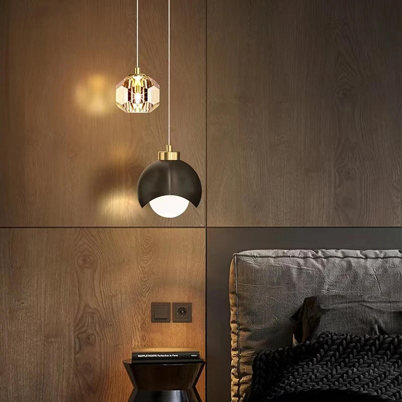 Description Picture 6 of itemModern Crystal Pendant Light Luxury Master Bedroom Bedside Hanging Lamp Nordic Minimalist Long Line Living Room Lustre