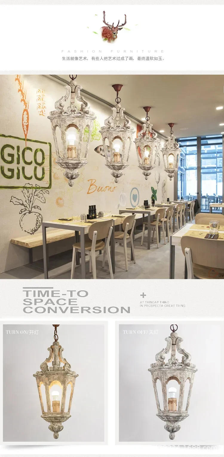 Description Picture 6 of itemVintage Wood Pendant Light E27 LED Bulbs Luminaire Suspendu For Living Room Bedroom Study Kitchen Vintage Home Decor Lamp