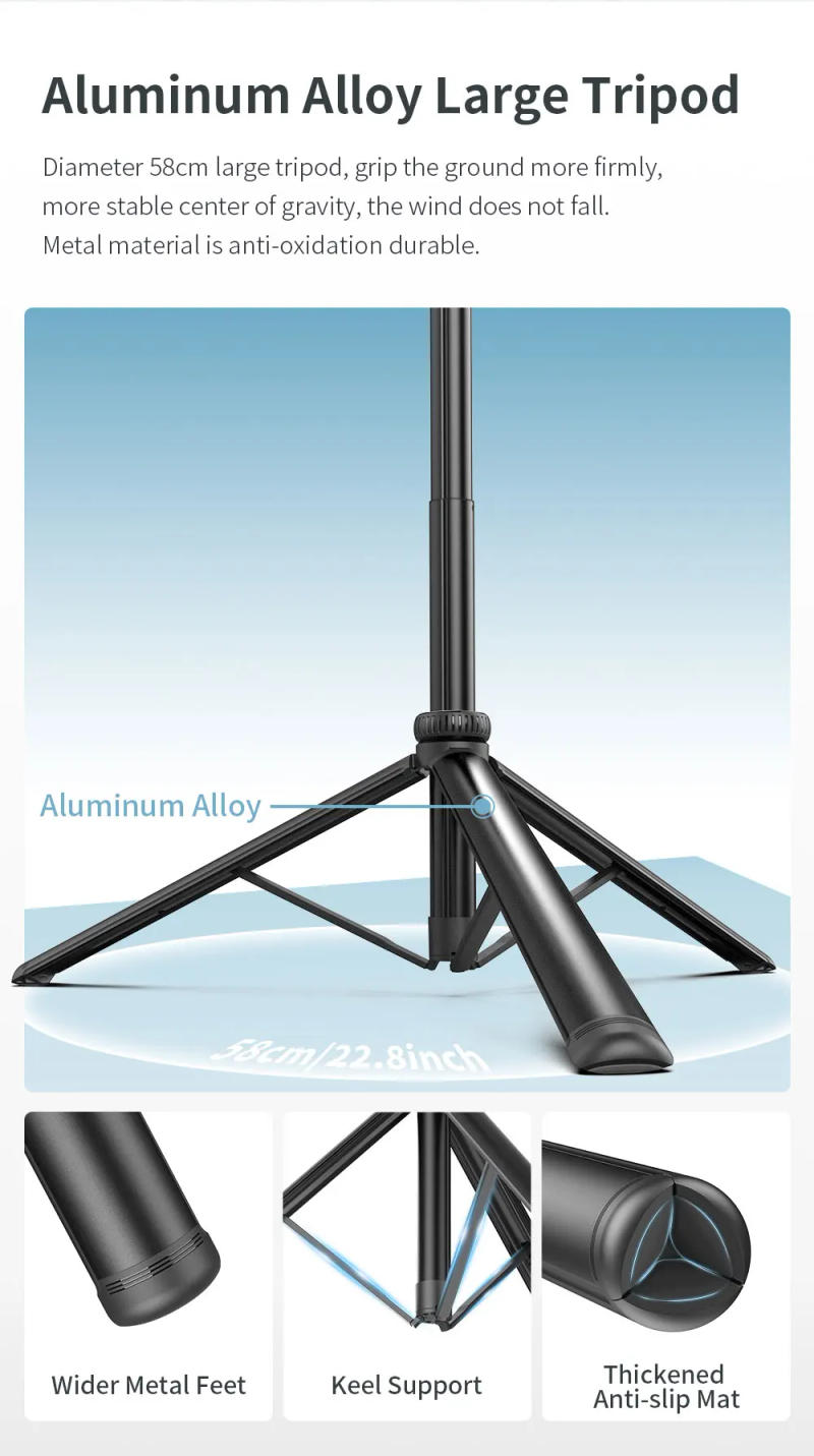 Description Picture 5 of itemSelfieshow C05 2m Wireless Bluetooth Phone Tripod Selfie Stick Aluminum Alloy Tripe Stand Stabilizer for iOS Android Cellphone