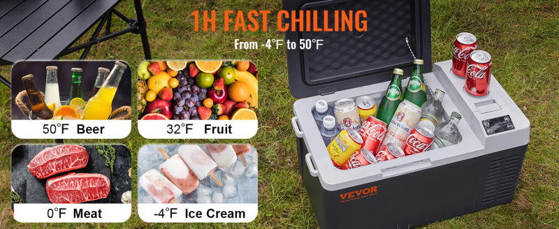 Description Picture 4 of itemVEVOR Mini Fridge Car Refrigerator Freezer Compressor Ice Box 20L Portable 21Qt Single Zone Cooler for Car Home Outdoor Trval