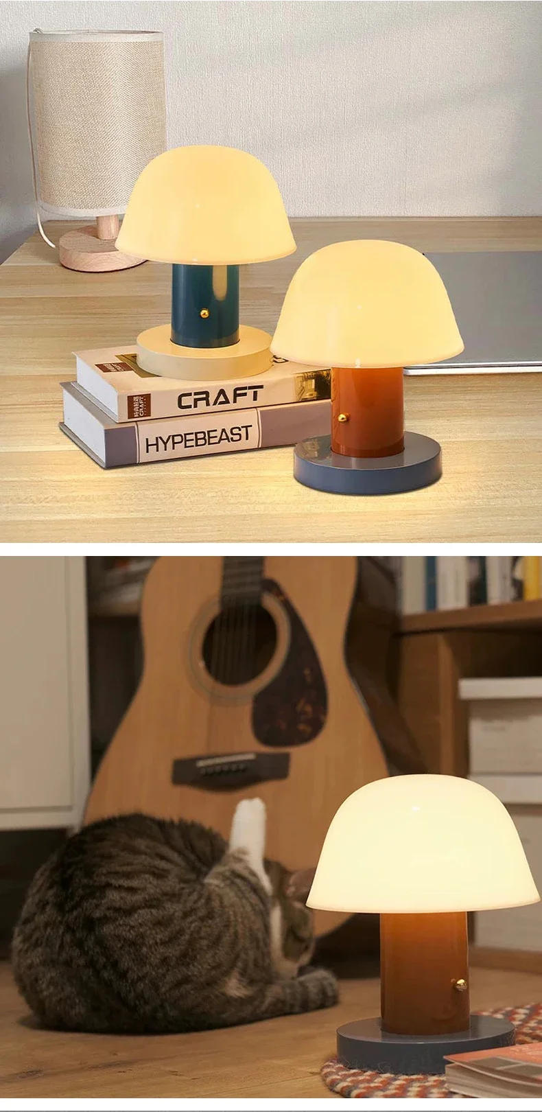 Description Picture 4 of itemPostmodern Cordless Mushroom Table Lamp Rechargeable Battery Operated Night Light for Bedroom Living Room Restaurant Outdoor