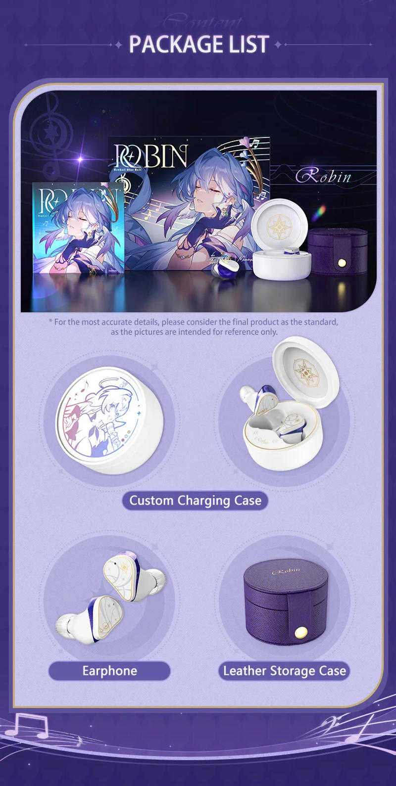 Description Picture 5 of itemMOONDROP ROBIN Earphone Honkai Star Rail Robin's Earphones TWS Hybrid Dynamic Driver + Planar Driver ANC TWS Earphones