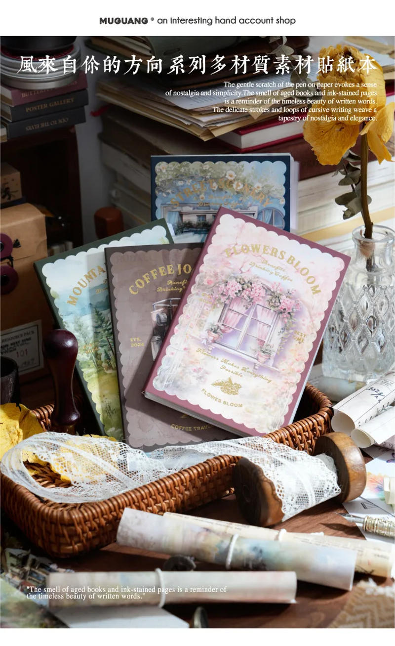 Description Picture 6 of item54piece/set Retro Material Sticker Book Wind From Your Direction Literary Daily Stickers Handbook Decorative DIY Scrapbook