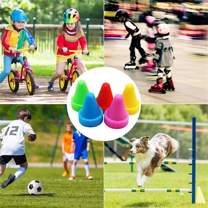 Description Picture 3 of item10Pcs/Set Skate Marker Training Road Cones Roller Football Soccer Rugby Training Soft Tower Skating Obstacle Roller Skate Pile
