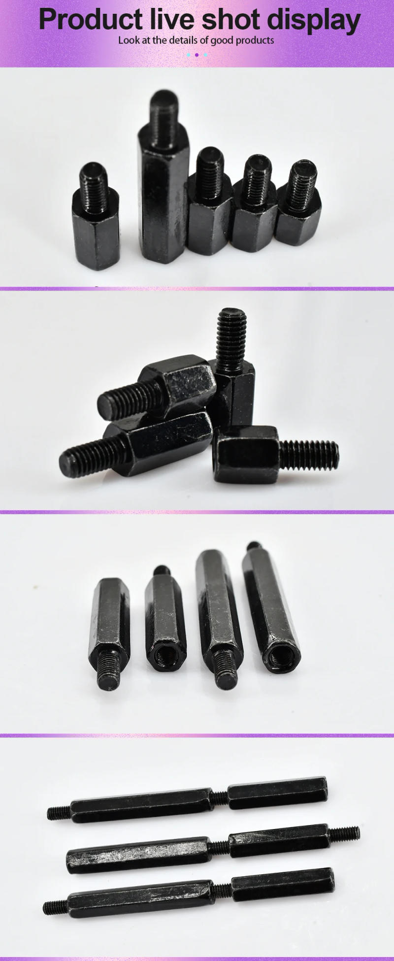 Description Picture 6 of itemM3 M4 304 Iron black Stainless Steel Hex Motherboard Standoff Female Column PCB Support Spacing Screw Rack Mount Pillars Bolt