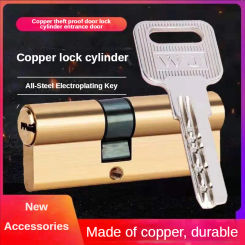 All-copper Lock Cylinder Anti-theft Lock Cylinder Old-style Double-sided Anti-prying Copper Marble Universal AB Lock Cylinder