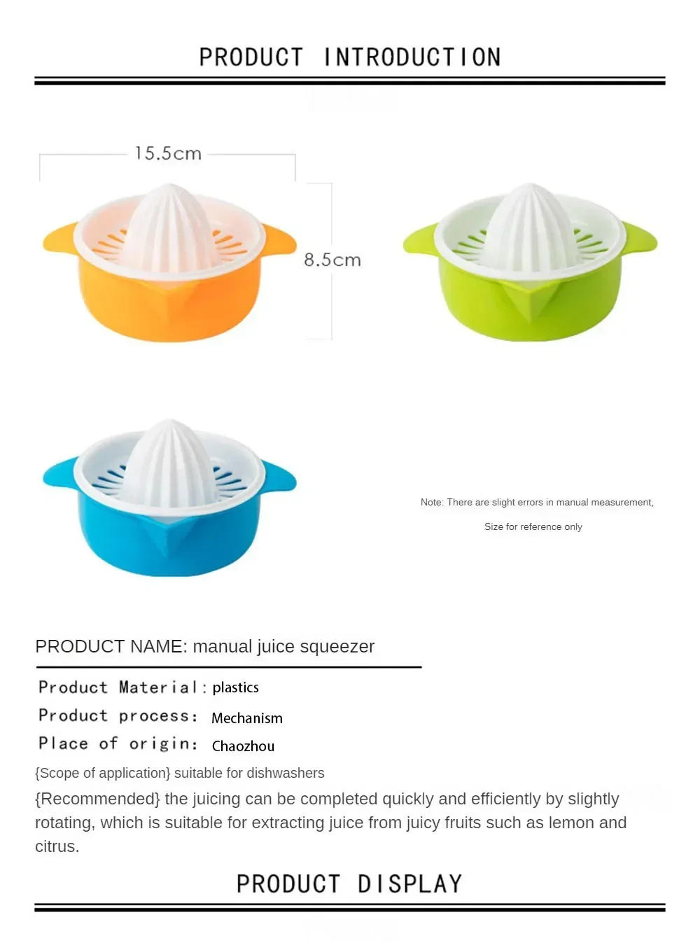 Description Picture 6 of itemOrange Manual Lemon Juicer Mini Fruit Juicers Wooden Lemons Squeezer Portable Hand Press Citrus Juice Kitchen Tool