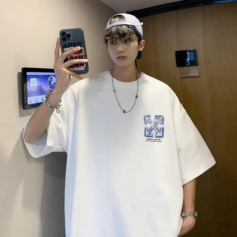 Description Picture 6 of itemShort-sleeved t-shirt boys round neck Korean version of the t body shirt loose versatile hip-hop male tide pullover tops