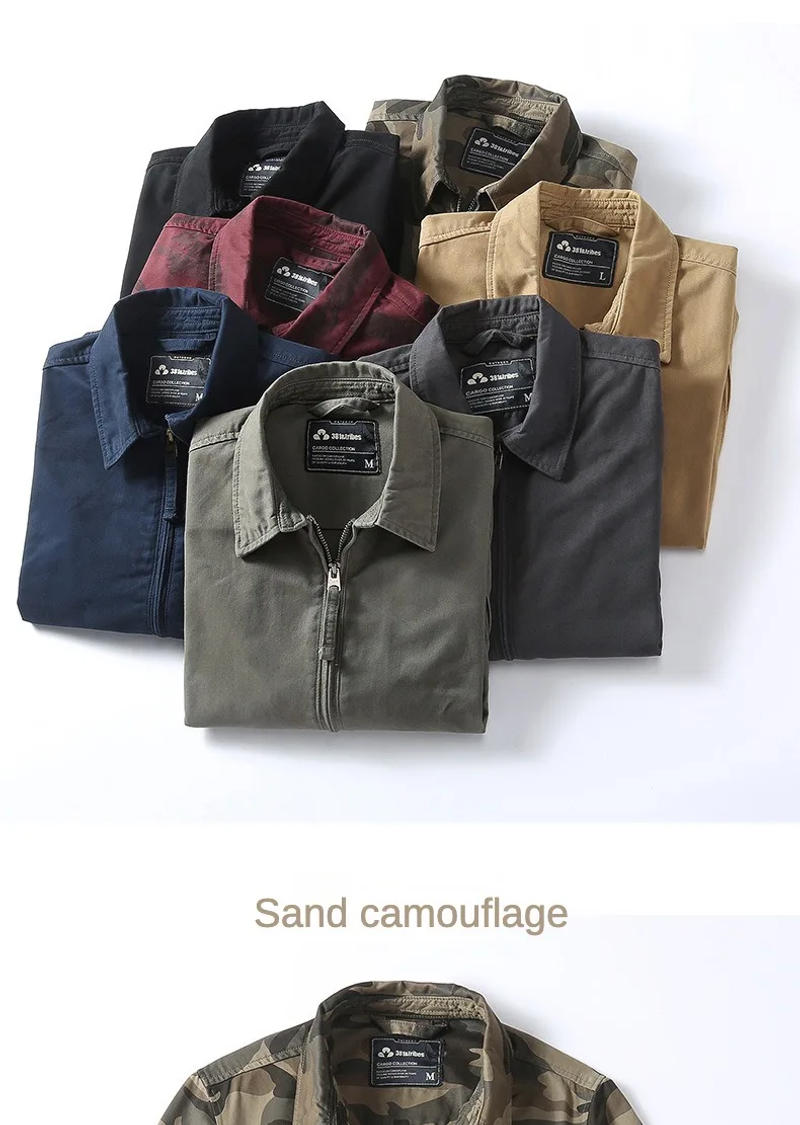 Description Picture 3 of itemMen Vintage Camouflage Jacket Outwear Loose-fitting clothes camouflage cargo Windbreaker jacket Men's spring work jackets