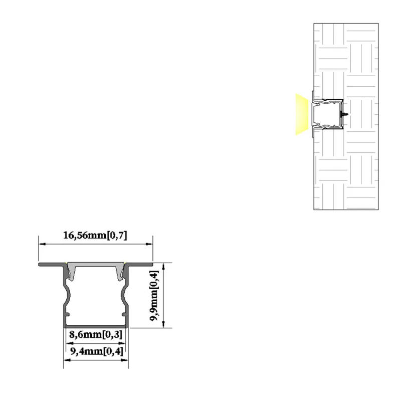Description Picture 3 of item10*10mm 5pcs 0.5m Superior LED Aluminum Profile Strip Light for Embedded Installation in Cabinets and Wardrobes