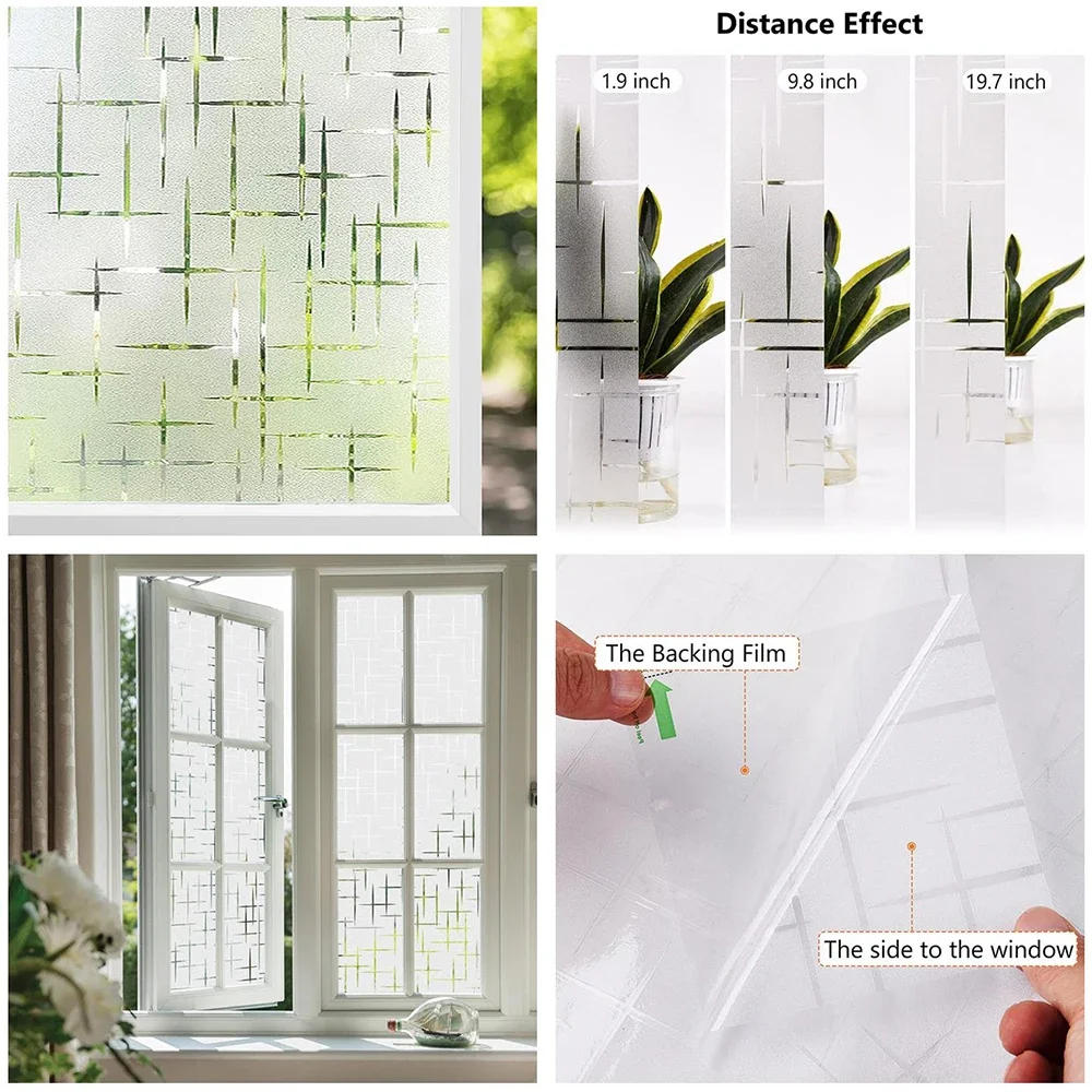 Description Picture 3 of itemAFDB Frosted Window Privacy Film Static Cling Window Sticker Non-Adhesive Stained Glass Film Decorative Glass Vinyl for Home
