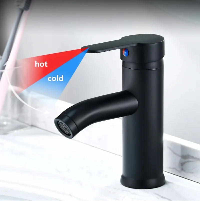 Description Picture 3 of itemStainless Steel Hot And Cold Above Counter Basin Faucet European Style Black Household Bathroom Basin Faucet