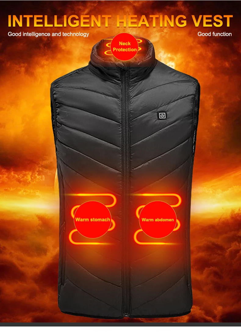 Description Picture 4 of itemX-TIGER 9/2 Places Heated Jacket Men Women USB Electric Thermal Warm Hunting Coat Winter Outdoor Camping Hiking Heated Vest