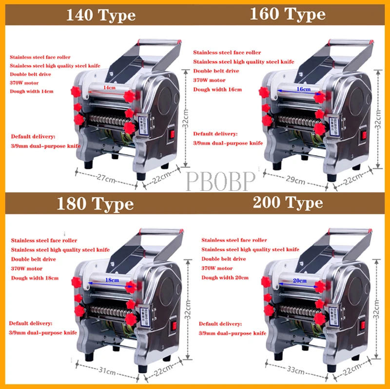Description Picture 5 of itemPBOBP 2 Blade Electric Stainless Steel Pasta Maker Machine Noodle Making Machine Dough Sheeter Dough Roller