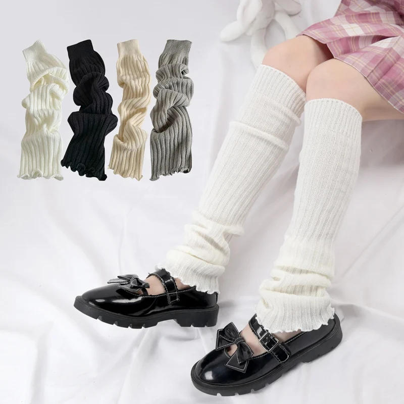 Description Picture 2 of itemCute Japanese Lolita JK Leg Warmers Women Ankle Warmer for Girls Gothic Long Socks Y2K Thin Knitted Cosplay Heap Heap Socks