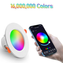 10W Smart LED Downlight Bluetooth-Compatible RGB Smart Spotlight 2700K-6500K Recessed Down Light for Living Room Bedroom Decor