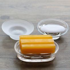 Clear Glass Soap Dish Bar Soap Holder Round Soap Saver Tray Soap for Case Soap Box for Shower Bathroom Kitchen Home Bar