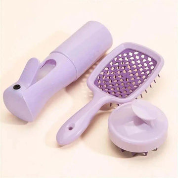 3Pcs/set Beauty Tool Wide Teeth Scalp Massage Combs Set 200ML Spray Bottle Wet Dry Use Silicone Shampoo Hair Brush Scalp Massage