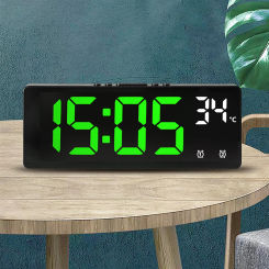 Voice Control Digital Alarm Clock Temperature Dual Alarm Snooze Desktop Table Clock Night Mode 12/24H LED Clock Watch
