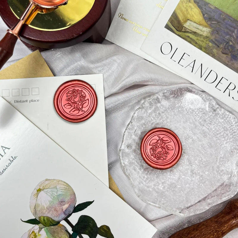 Description Picture 5 of item25Pcs/set Rose Style Wax Seal Stickers Handmade Envelope Seals Self Adhesive Wax Stickers for Wedding Invitations Envelope Gift