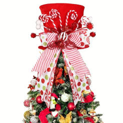 Unique Decor Christmas Tree Topper Christmas Celebration Candy Cane Accents Cheerful Decoration Easy Assembly Design
