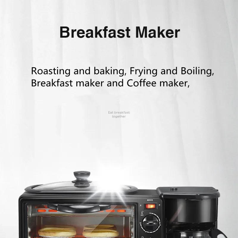Description Picture 2 of item3 In 1 Electric Breakfast Machine Sandwich Maker Multifunction Coffee Maker Mini Oven Household Bread Pizza Frying Pan