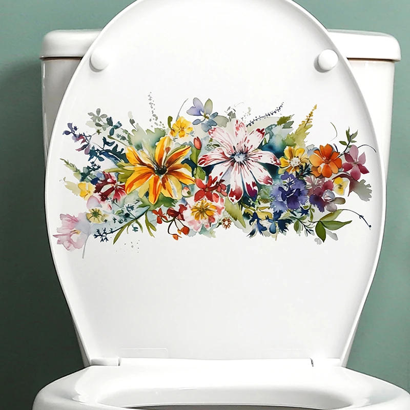Description Picture 4 of itemToilet Stickers Flower Stickers Bathroom Self-adhesive Painting Waterproof Stickers Toilet Cover Bathroom Walls Flower Stickers