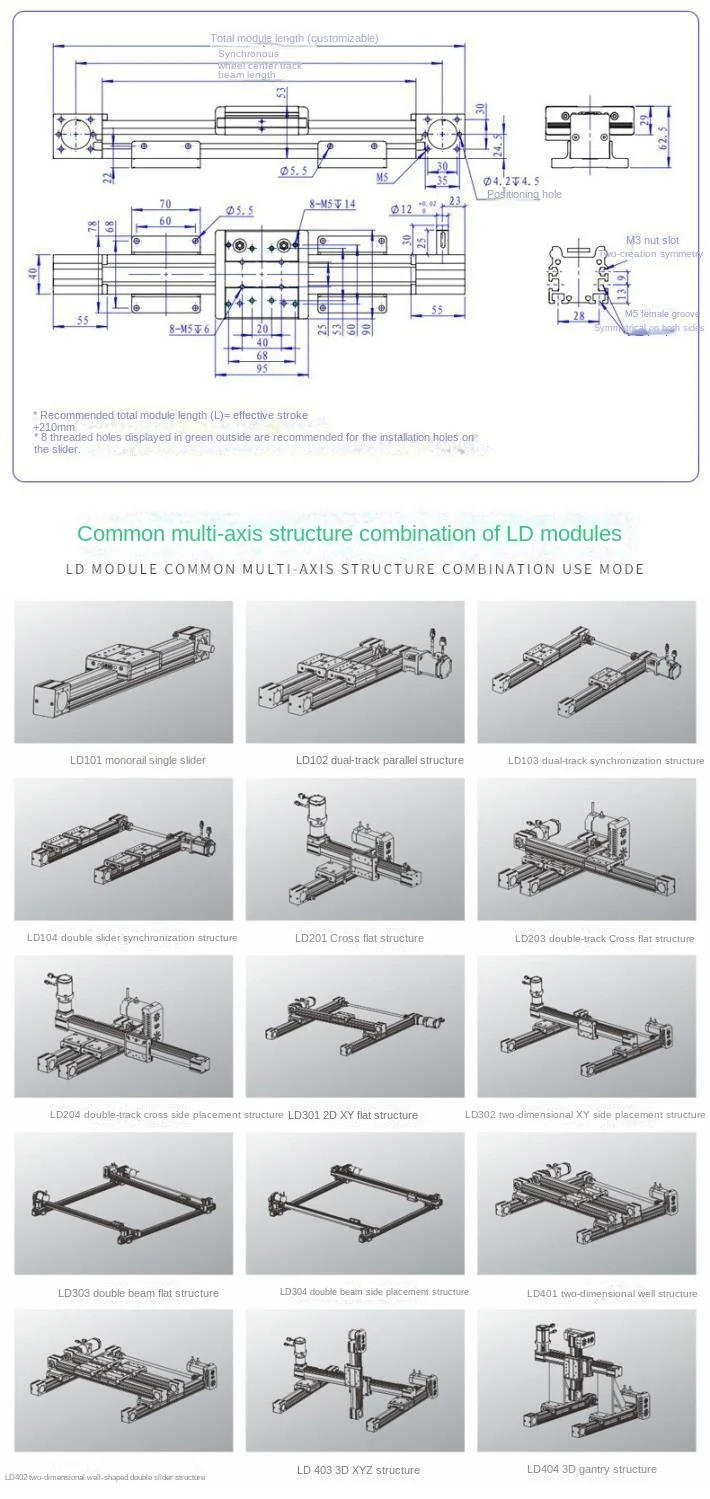 Description Picture 5 of itemSynchronous Belt Sliding Table Belt Linear Module Ld4010 Linear Guide Rail High Speed Mute Long Stroke Electric Slide-Way