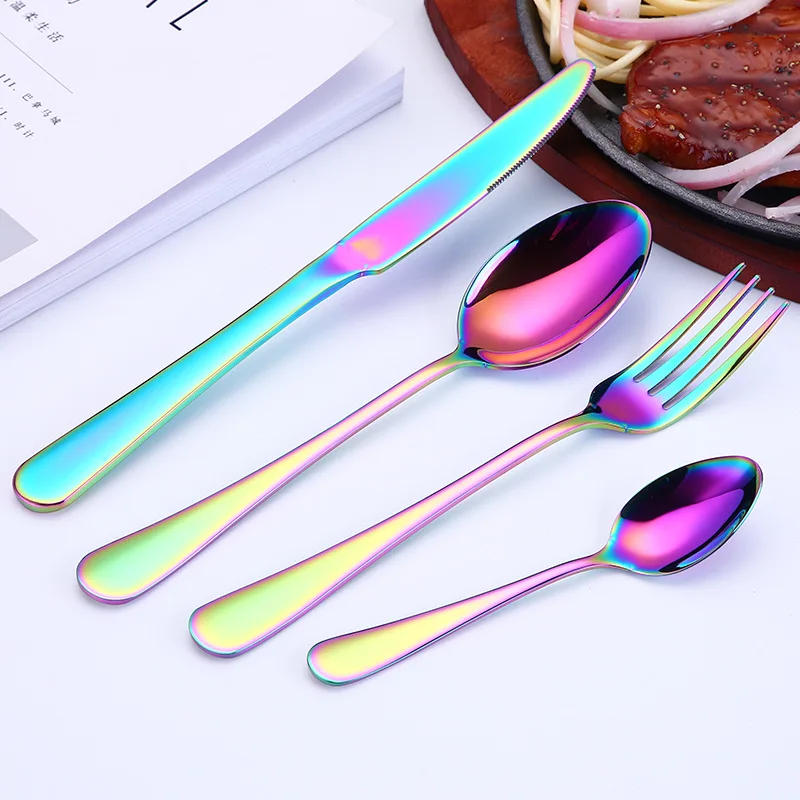 Description Picture 4 of item16Pcs Tableware Stainless Steel Dinnerware Set Knife Fork Coffee Spoon Mirror Flatware Dishwasher Safe Kitchen Silverware Set