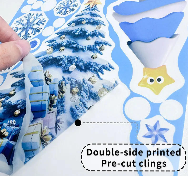 Description Picture 2 of itemChristmas Decorative Stickers Cartoon Santa Snowmen Bells Static Window Glass Stickers for Holiday Party Decor