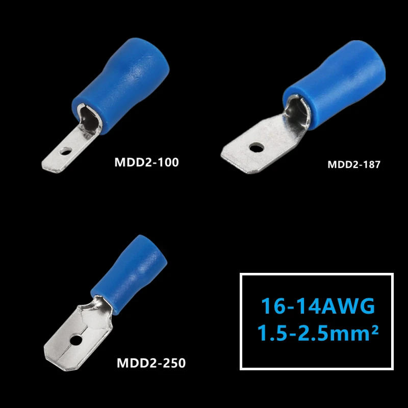 Description Picture 4 of item10/50PCS 2.8mm 4.8mm 6.3mm Insulated Male Crimping Terminals Electrical Seal Spade Wire Connector