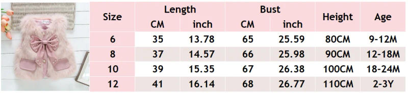 Description Picture 2 of itemBaby Girl'S Autumn And Winter New Warm Jacket Sleeveless Nail Bead Large Bow Furry Vest Suitable For 0-3 Years Old