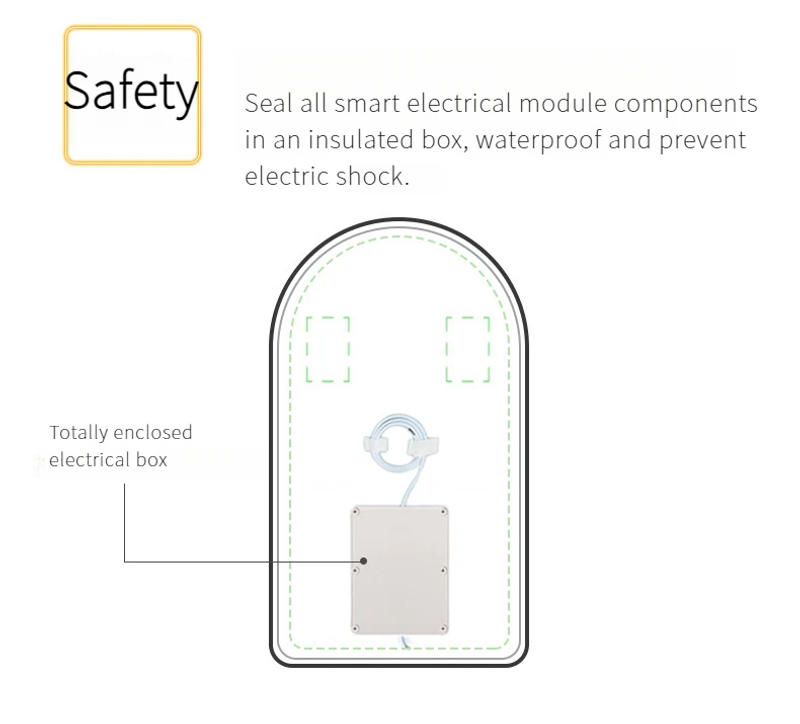 Description Picture 2 of itemMakeup Mirror with LED Light,Metal Frame Bathroom Mirror with Bluetooth Function,Touch Control and Body Sensor Switch Light,IP44