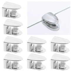 8pc Glass Shelf Brackets Adjustable Partition Board Fixed Bracket Large Zinc Alloy Clamp For Wardrobe Bookcase