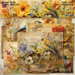Panalisacraft 8sheets A5 size Vintage Style Birds Scrapbooking patterned paper Fancy Card Pack Light weight Craft Paper Card