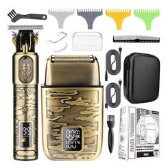 Resuxi 966 NEW Hair Clippers Electric Foil Shaver Hair Trimmer 2pcs Set Men's Grooming Set With All Metal Body